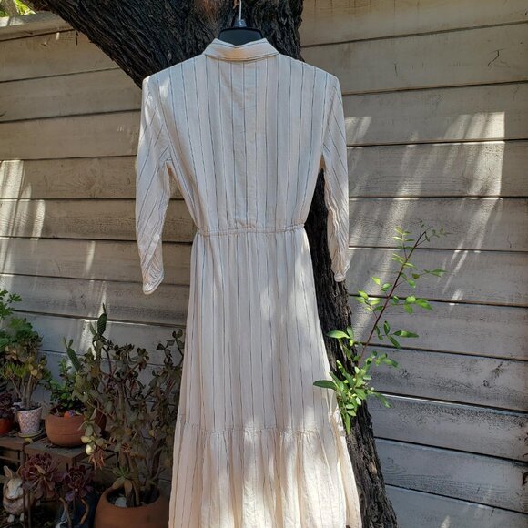 Ann Taylor Weekend Ruffle Striped Midi Dress - Picture 2 of 8